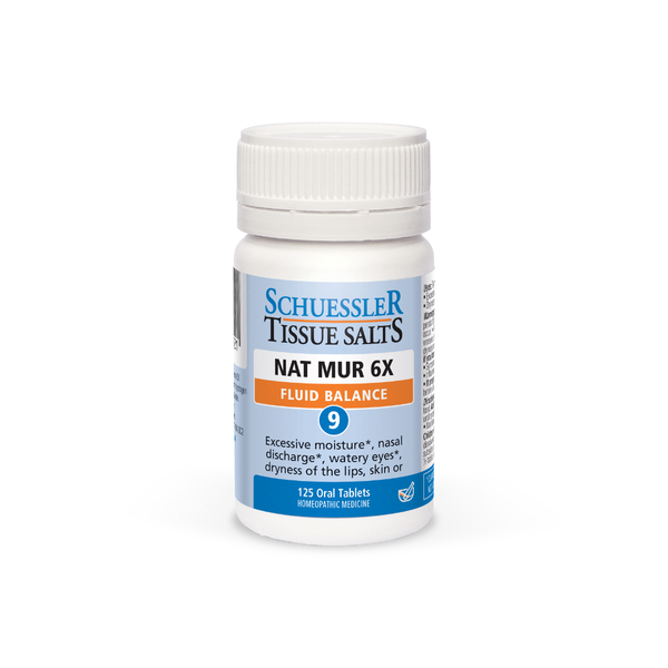 NAT MUR, NO. 9 Tissue Salt – Fluid Balance. 125 Tablets | Schuessler